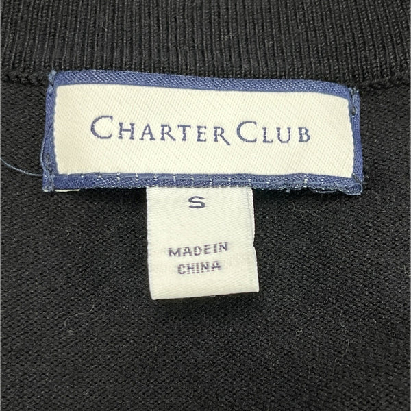 Charter Club Black Sequin Striped Cardigan Sweater Womens Button Up Size S