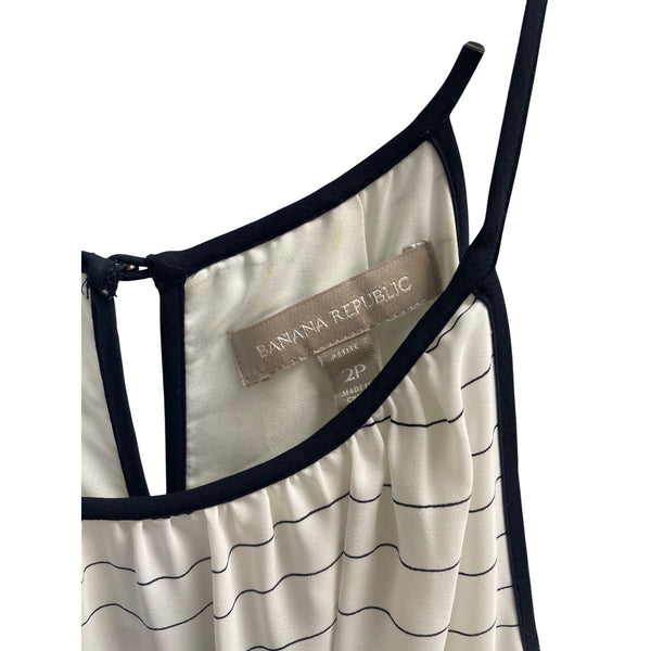 Banana Republic Womens Black & White Striped Dress Size 2P Sleeveless Casual
