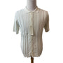 Perry Ellis Mens Ribbed Knit Short Sleeve Button-Up Shirt White Sz L