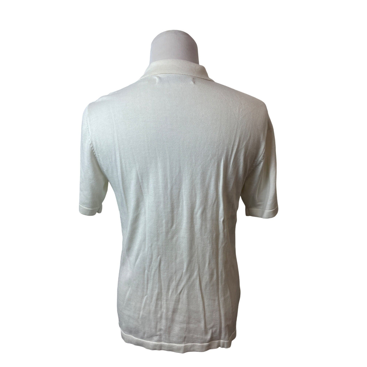 Perry Ellis Mens Ribbed Knit Short Sleeve Button-Up Shirt White Sz L