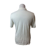 Perry Ellis Mens Ribbed Knit Short Sleeve Button-Up Shirt White Sz L