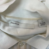 Perry Ellis Mens Ribbed Knit Short Sleeve Button-Up Shirt White Sz L
