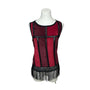 Romeo & Juliet Womens Sleeveless Red & Black Patchwork Fringe Shirt Sz M
