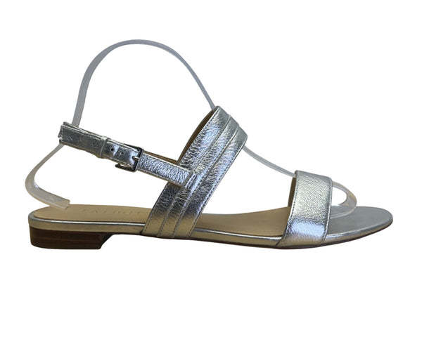 Talbots Women’s Silver Leather Strap With Buckle Closure Sandals Size 8M