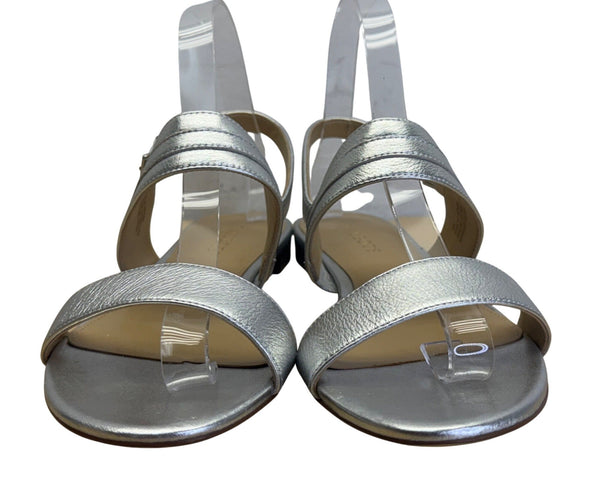 Talbots Women’s Silver Leather Strap With Buckle Closure Sandals Size 8M
