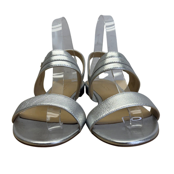 Talbots Women’s Silver Leather Strap With Buckle Closure Sandals Size 8M