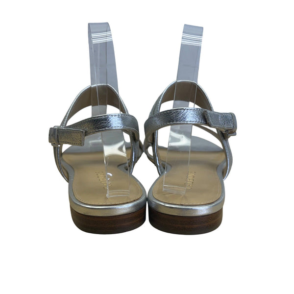 Talbots Women’s Silver Leather Strap With Buckle Closure Sandals Size 8M
