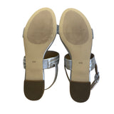 Talbots Women’s Silver Leather Strap With Buckle Closure Sandals Size 8M