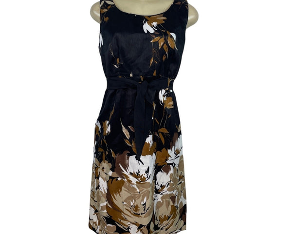 Soho Apparel Floral Sleeveless Dress With Belted Waist & Back Zipper Size 6