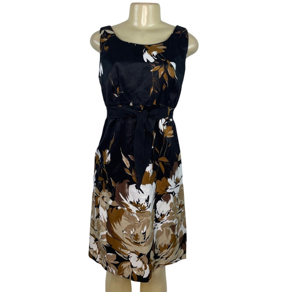Soho Apparel Floral Sleeveless Dress With Belted Waist & Back Zipper Size 6