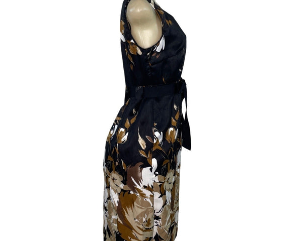 Soho Apparel Floral Sleeveless Dress With Belted Waist & Back Zipper Size 6