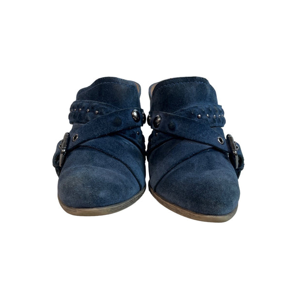 Nine West Women's Medium Blue Suede Jeston Mule Platfomr Shoes Sz 9M