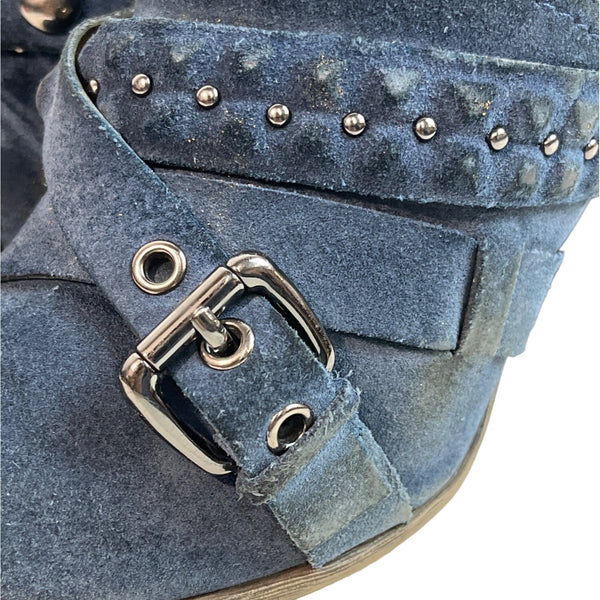 Nine West Women's Medium Blue Suede Jeston Mule Platfomr Shoes Sz 9M