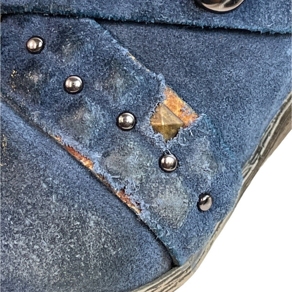 Nine West Women's Medium Blue Suede Jeston Mule Platfomr Shoes Sz 9M
