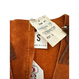 Sheplers Youth Orange Suede Cowboy Vest Brown Leather Western Fringe & Stud Embellishments S