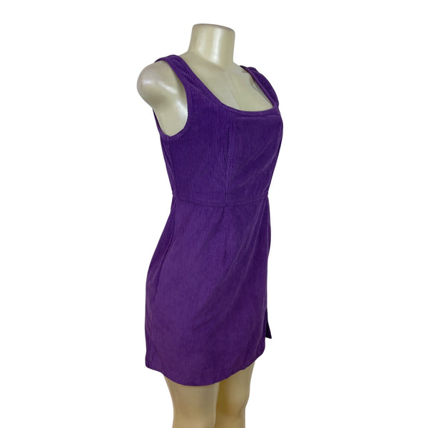 Jayes Womens Purple Mini Dress Corduroy Texture Sleeveless Zipper Size M