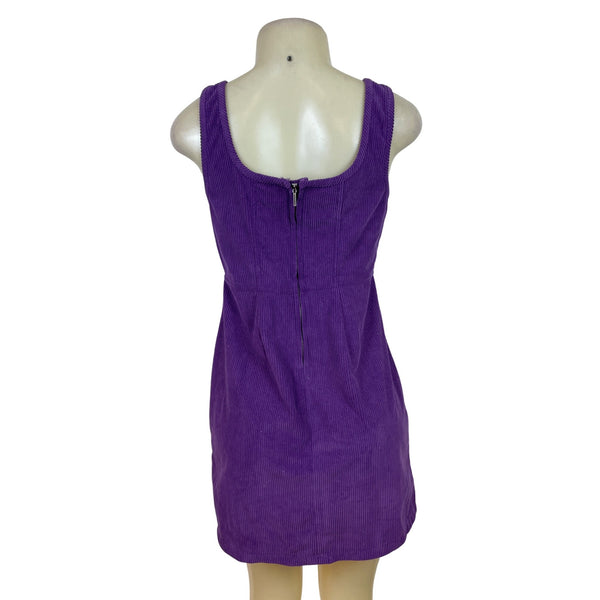 Jayes Womens Purple Mini Dress Corduroy Texture Sleeveless Zipper Size M