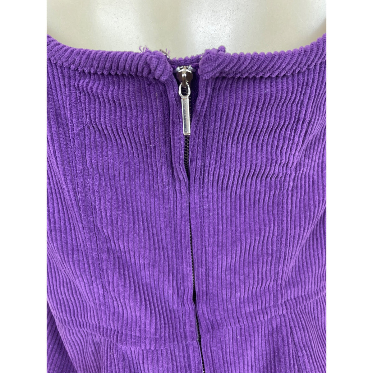 Jayes Womens Purple Mini Dress Corduroy Texture Sleeveless Zipper Size M