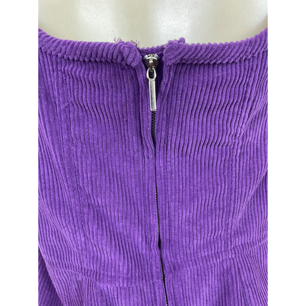 Jayes Womens Purple Mini Dress Corduroy Texture Sleeveless Zipper Size M