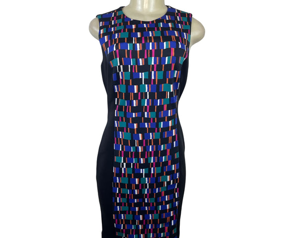 Calvin Klein Women’s Sleeveless Sheath Dress With Colorful Geometric Print Sz 6