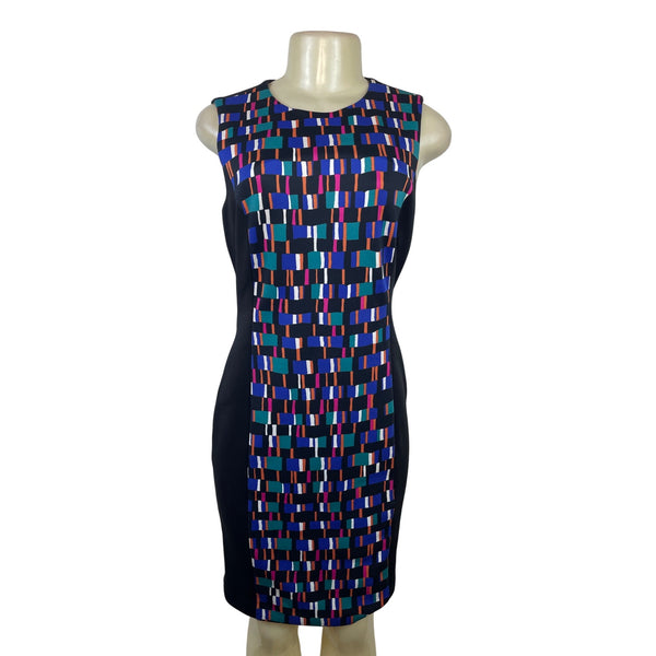 Calvin Klein Women’s Sleeveless Sheath Dress With Colorful Geometric Print Sz 6
