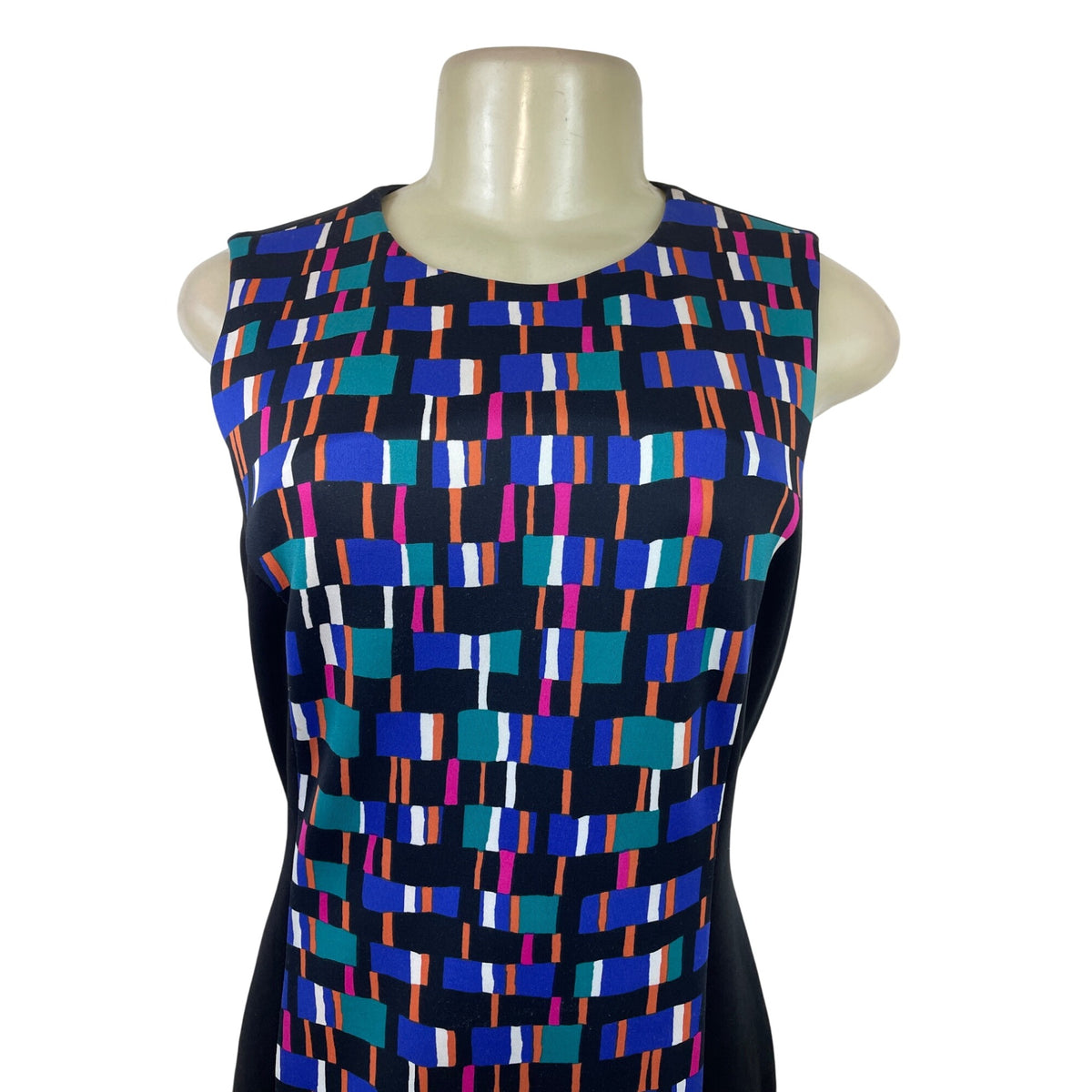Calvin Klein Women’s Sleeveless Sheath Dress With Colorful Geometric Print Sz 6