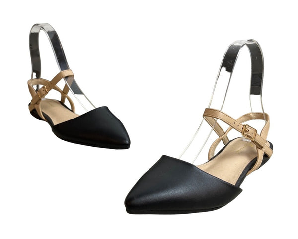 Arromic Women's Black Pointed Toe Slingback Flats Shoes Sz 5