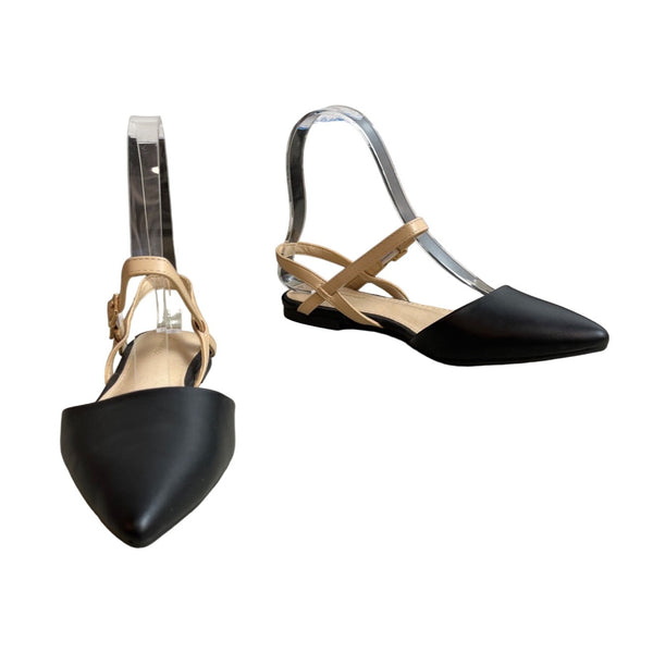 Arromic Women's Black Pointed Toe Slingback Flats Shoes Sz 5