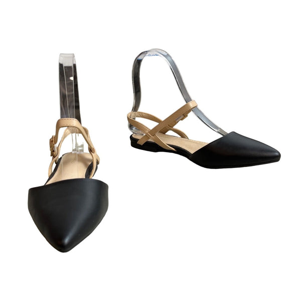 Arromic Women's Black Pointed Toe Slingback Flats Shoes Sz 5