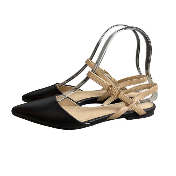 Arromic Women's Black Pointed Toe Slingback Flats Shoes Sz 5