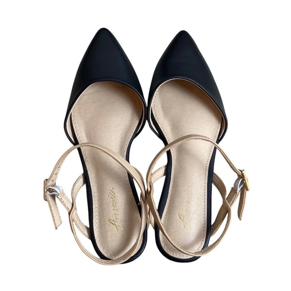 Arromic Women's Black Pointed Toe Slingback Flats Shoes Sz 5