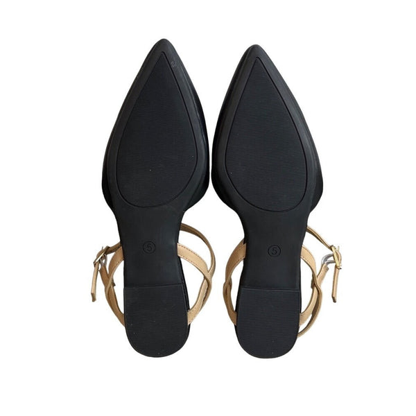 Arromic Women's Black Pointed Toe Slingback Flats Shoes Sz 5