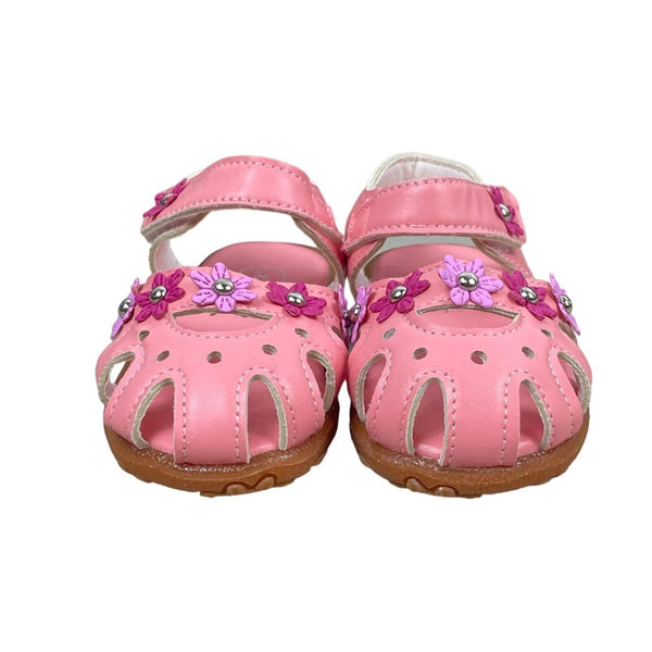 K k Blongxie Toddler Girl's Pink Wrap Toe Soft Flower Sandal Shoes Sz 24