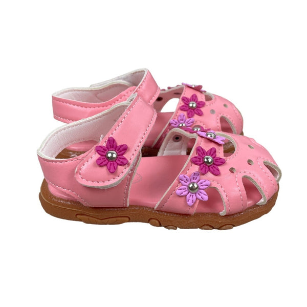 K k Blongxie Toddler Girl's Pink Wrap Toe Soft Flower Sandal Shoes Sz 24