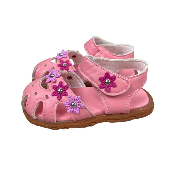 K k Blongxie Toddler Girl's Pink Wrap Toe Soft Flower Sandal Shoes Sz 24