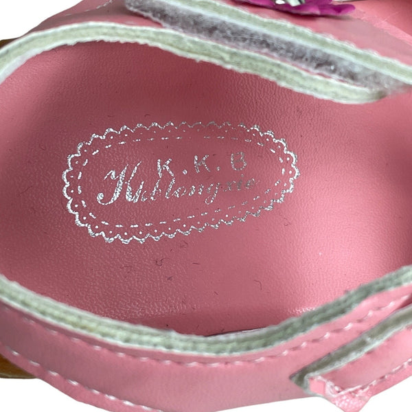 K k Blongxie Toddler Girl's Pink Wrap Toe Soft Flower Sandal Shoes Sz 24