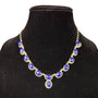 RS Sterling Womens Silver Tone & Blue Stone Necklace Chain Elegant Design