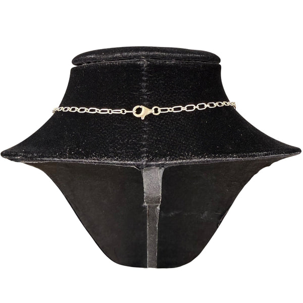 RS Sterling Womens Silver Tone & Blue Stone Necklace Chain Elegant Design