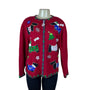 Tiara International Women’s Red Cotton/Ramie Christmas Sweater Scottie Dog Sz M