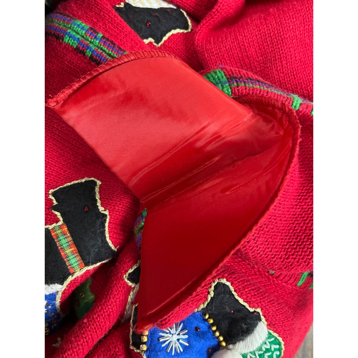 Tiara International Women’s Red Cotton/Ramie Christmas Sweater Scottie Dog Sz M