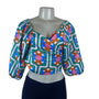 GoodtimesUSA Womens Multicolor Polyester Wrap Blouse With Retro Print Size L