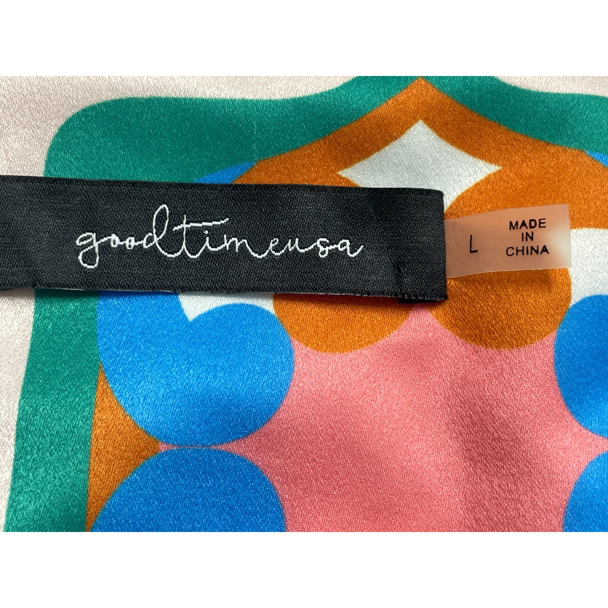 GoodtimesUSA Womens Multicolor Polyester Wrap Blouse With Retro Print Size L