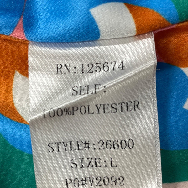 GoodtimesUSA Womens Multicolor Polyester Wrap Blouse With Retro Print Size L