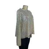 Muche and Muchette Silver Sequin Top With Keyhole Back One Size - New