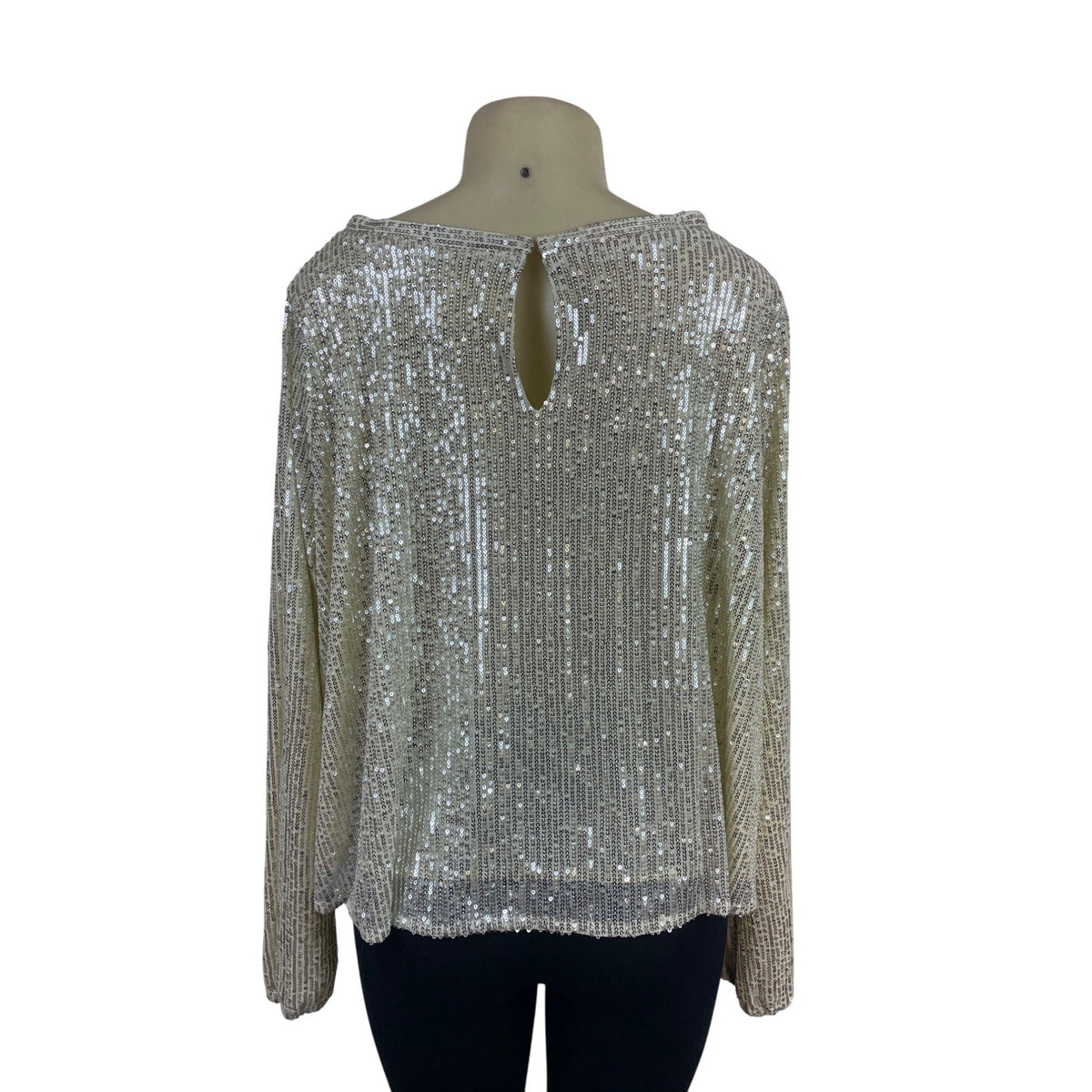 Muche and Muchette Silver Sequin Top With Keyhole Back One Size - New