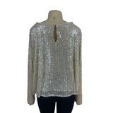 Muche and Muchette Silver Sequin Top With Keyhole Back One Size - New