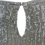 Muche and Muchette Silver Sequin Top With Keyhole Back One Size - New