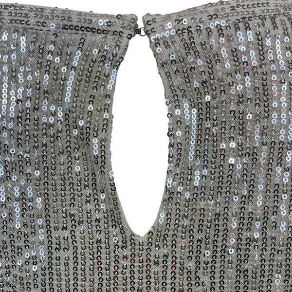 Muche and Muchette Silver Sequin Top With Keyhole Back One Size - New