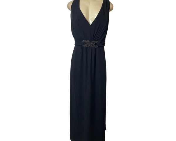City Chic Elegant Black V-neckline with Sparkle Beading Maxi Dress Sz L
