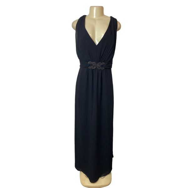 City Chic Elegant Black V-neckline with Sparkle Beading Maxi Dress Sz L